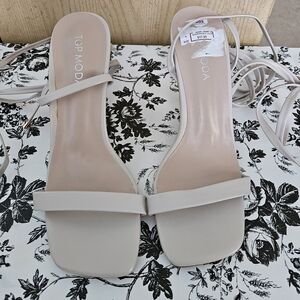 Womens Strappy Lace Up Square Open Toe Stiletto